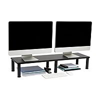MIND READER Dual Monitor Stand, Height Adjustable Desktop Organizer Laptop Riser, 38.5" L x 11" W x 2.55-6.5" H, Black