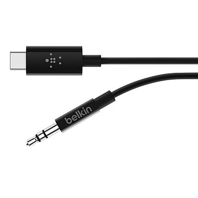 Belkin 3.5mm Audio Cable with USB-C Connector, 3 Ft, Black