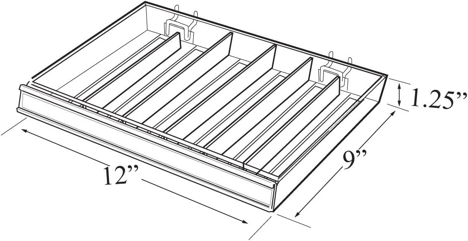 Azar Displays Nail Polish Trays With Flip Fronts, 6-Compartment, Metal U-Hooks/C-Channel, Small Size