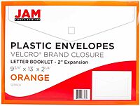 JAM PAPER Plastic Booklet Expansion Envelopes with Hook & Loop Closure - Letter