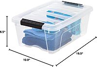 IRIS 12 Quart Stack & Pull Box, Clear, Clear/Black Buckle (100300)