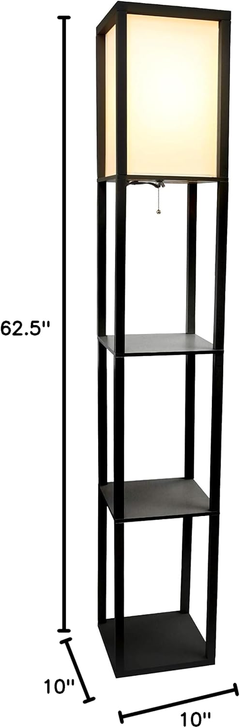 SIMPLE DESIGNS LF1014 3-Shelf Floor Lamp Linen Shade