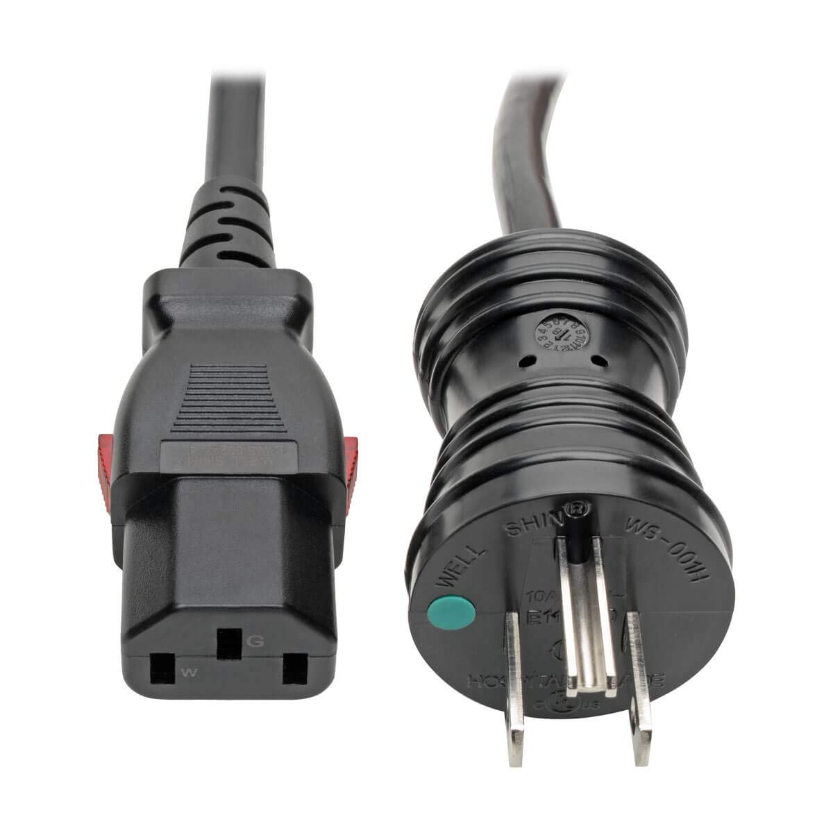 TRIPP LITE NEMA 5-15P to Locking C13 Power Cord, 18 AWG 10A/125V