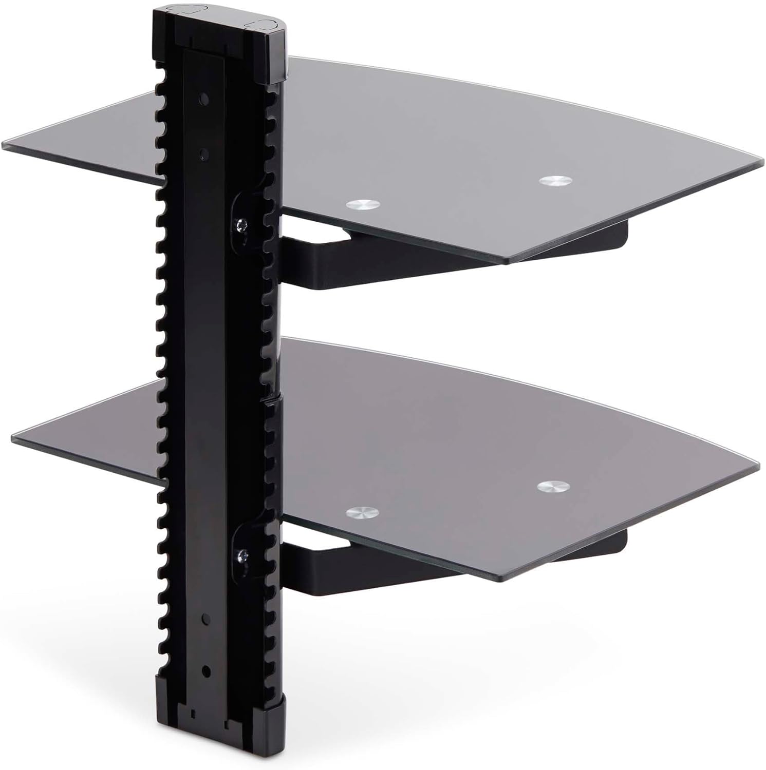 StarTech.com Floating Wall-Mounted AV Shelf, 5mm Black Tempered Glass, Adjustable Height