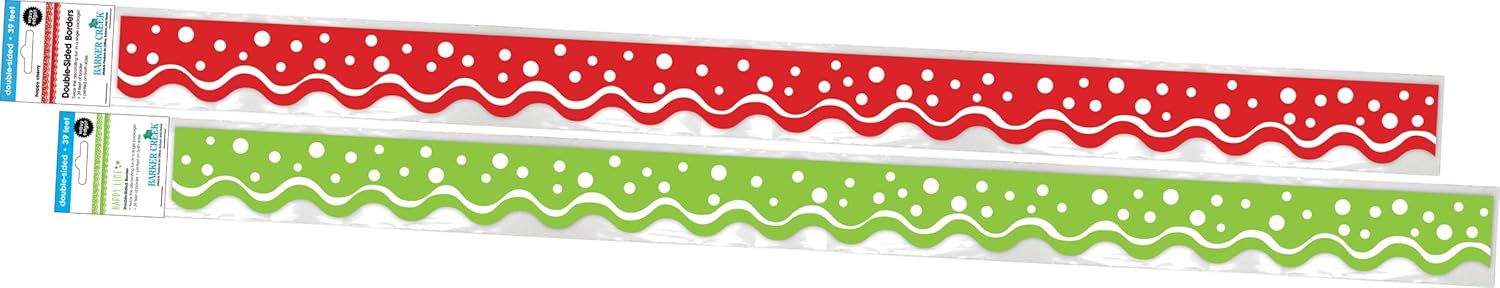Barker Creek Double-Sided Scalloped Edge Border, Christmas, Cherry & Lime