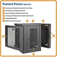Tripp Lite - SRW12US 12U Wall Mount Rack Enclosure Server Cabinet, Hinged, 20.5" Deep, Switch-Depth (SRW12US) black