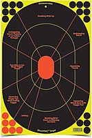 BIRCHWOOD CASEY Shoot-N-C 12" X 18" Combo 5 Reactive Targets - 3 Handgun Trainer & 2 Bad Guy Silhouette Targets - Highly Visible Instant Feedback Self-Adhesive Targets for Pistol Shooting Practice