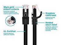 Monoprice Cat6 2ft Black Patch Cable UTP 24AWG 550MHz Pure Bare Copper Snagless RJ45 Flexboot Series Ethernet Cable 1