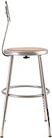 National Public Seating 6218HB Steel Stool with Hardboard Seat Adjustable and Backrest, 19"-27", Grey