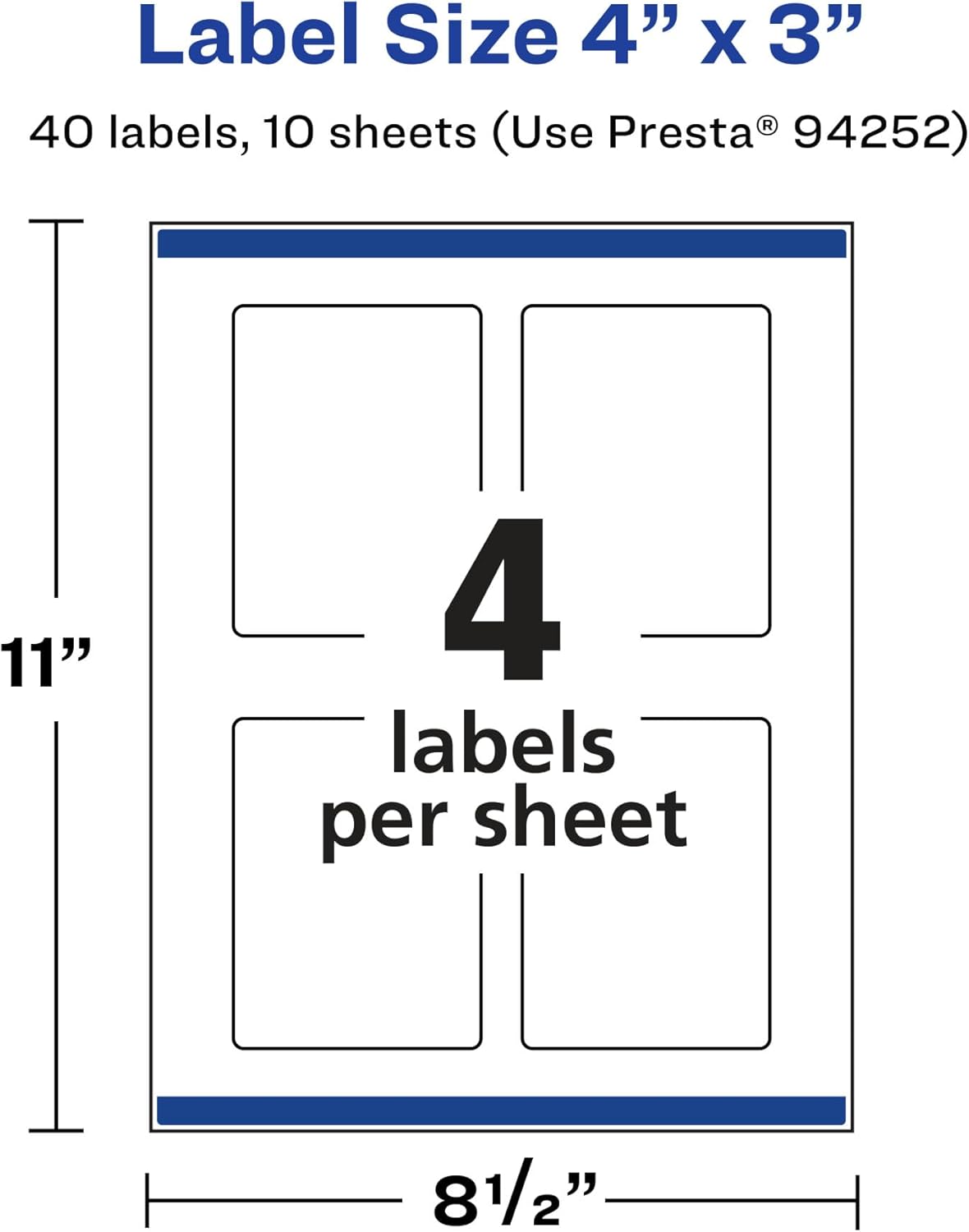 Avery Glossy Clear Rectangle Labels, Sure Feed Technology, 4" x 3", 40 Glossy Clear Labels, Print-to-The-Edge