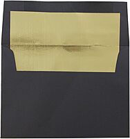 JAM PAPER Foil-Lined Booklet Invitation Envelopes - Black Linen - 25/Pack