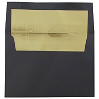 JAM PAPER Foil-Lined Booklet Invitation Envelopes - Black Linen - 25/Pack