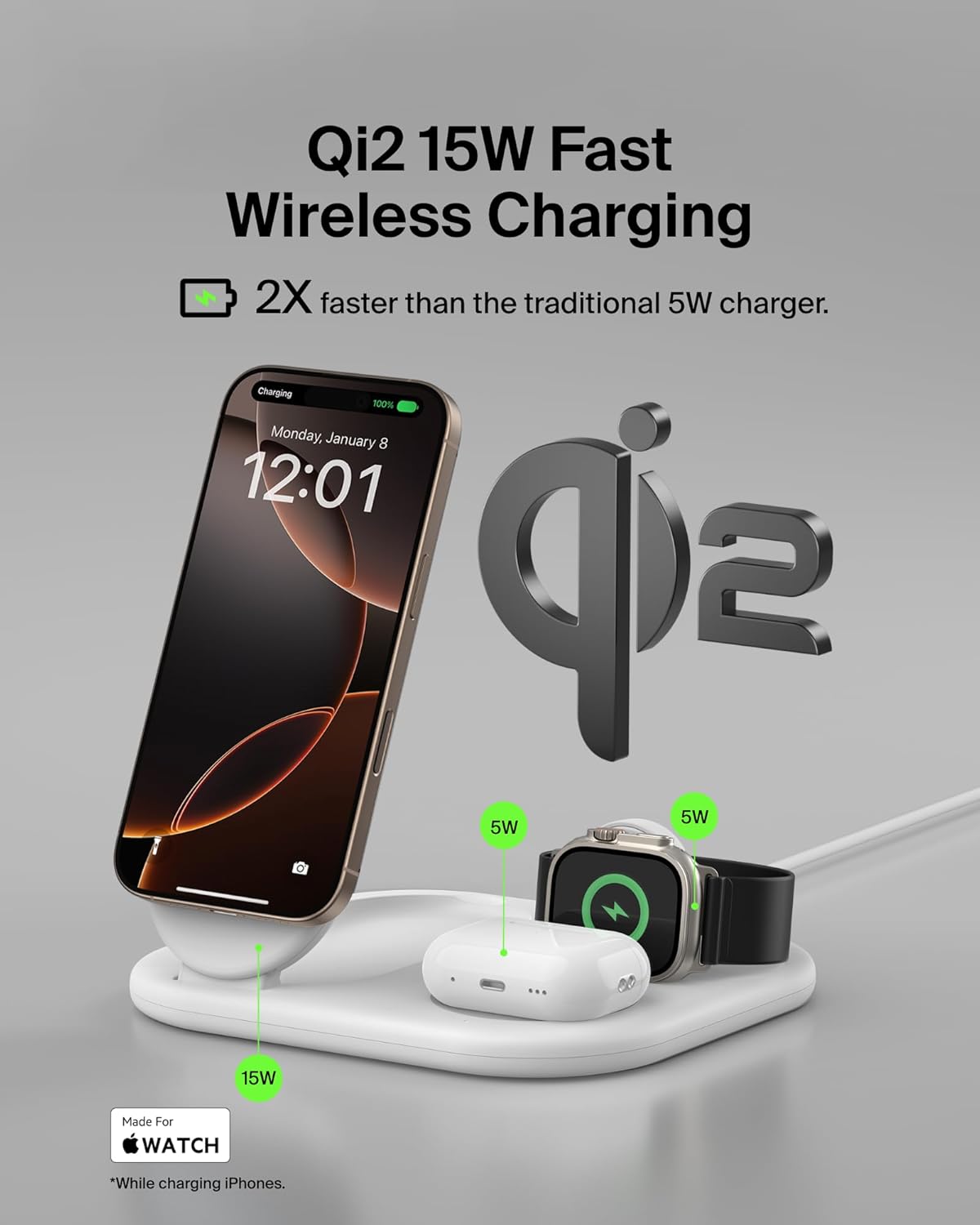 Belkin BoostCharge Magnetic Foldable Charger MagSafe-Compatible Qi2 15W