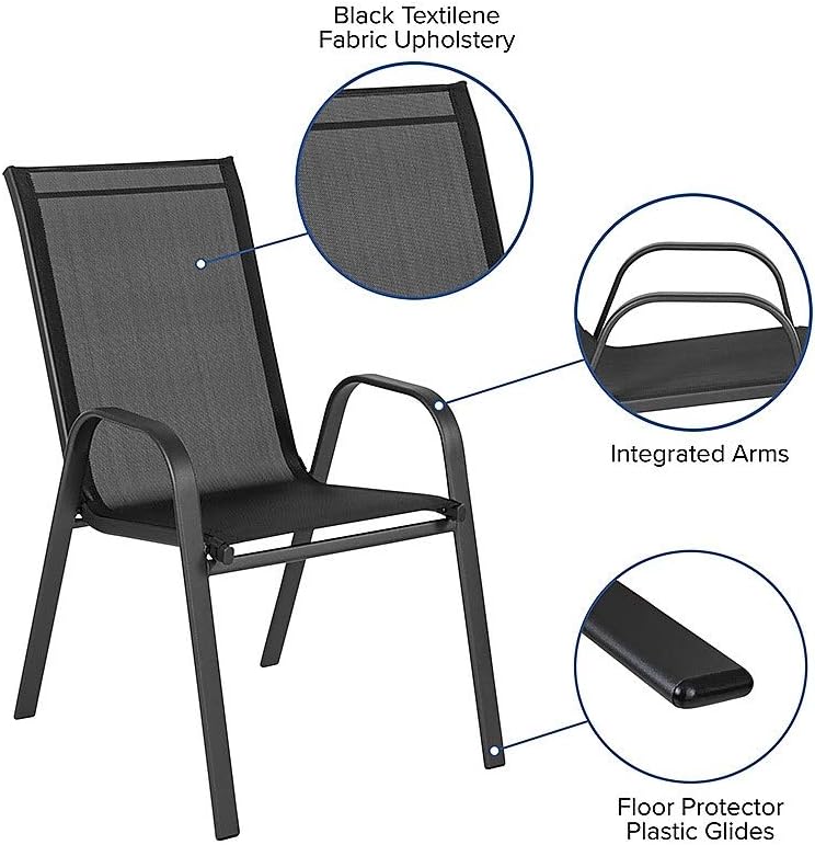 FLASH FURNITURE Brazos Series Outdoor Stackable Patio Chairs with Flex Comfort Material