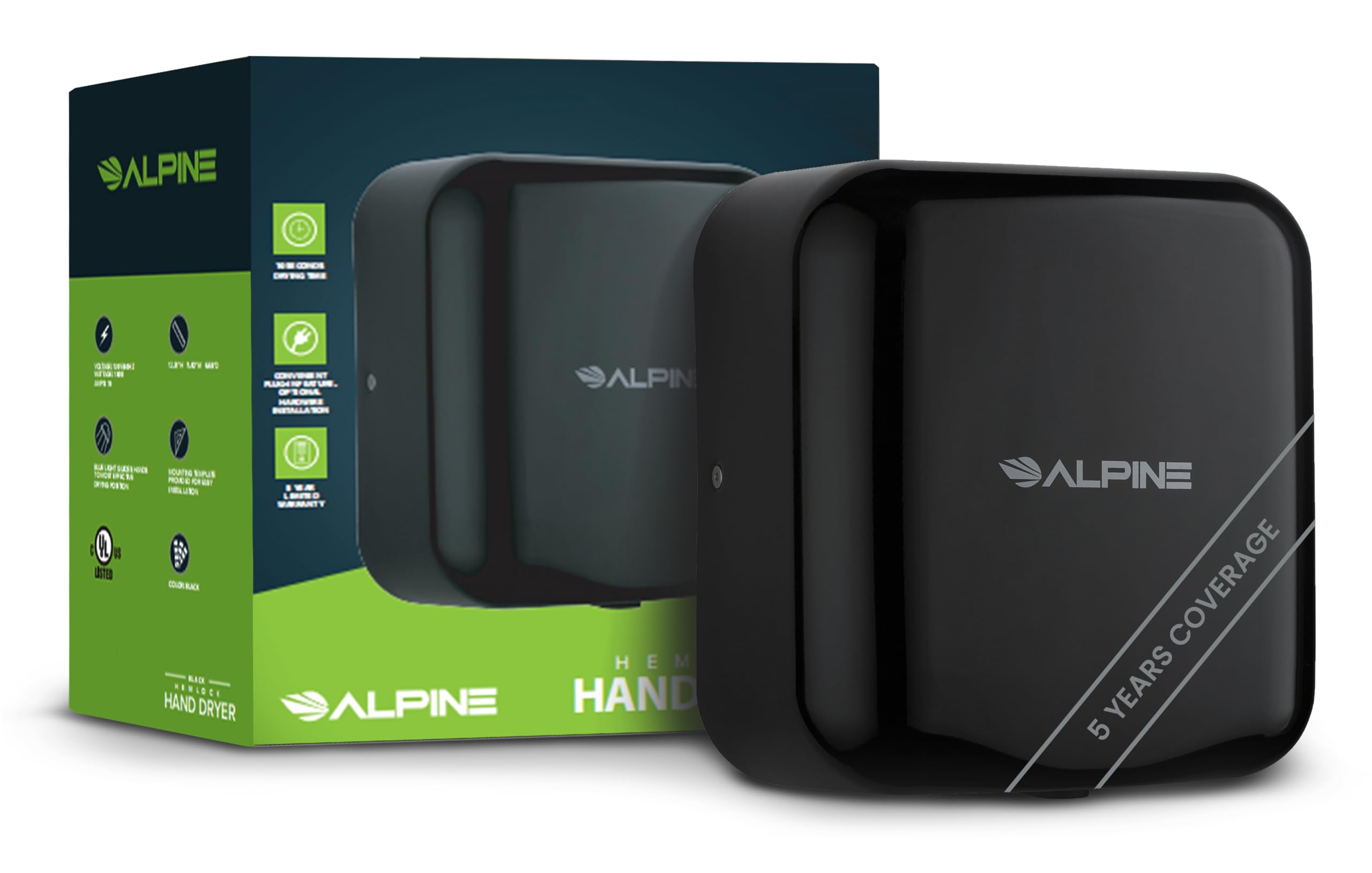 Alpine Hemlock Commercial Automatic High-Speed Stainless Steel Hand Dryer (110-120V)