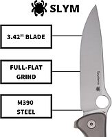 Spyderco Slym Ultralight Folding Knife - M390 Steel Blade with Titanium/Carbon Fiber Handle, R.I.L Lock, PlainEdge - C271TIP