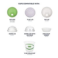 ECO PRODUCTS GreenStripe Clear Compostable 9oz PLA Plastic Cups, Case of 1000, Disposable Renewable Plant-Based Cold Cups