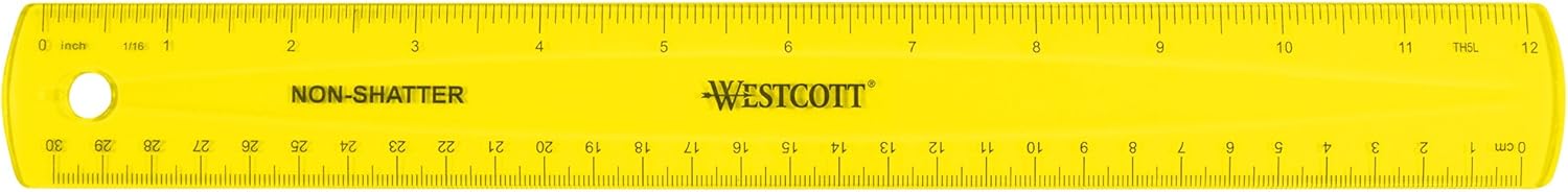 Westcott Shatterproof Ruler, Assorted Translucent Colors, 12" (Pack of 3) Single (Pack of 3) Shatterproof