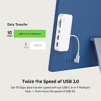 Belkin USB-C 6-in-1 Multiport Hub with Mount, USB-C Docking Station with MicroSD Card Reader, Powered USB Hub