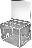 Azar Displays Extra-Large Pedestal Lottery Box With Pocket, 57-3/4in H x 16in W x 16in D, Clear