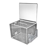 Azar Displays Extra-Large Pedestal Lottery Box With Pocket, 57-3/4in H x 16in W x 16in D, Clear