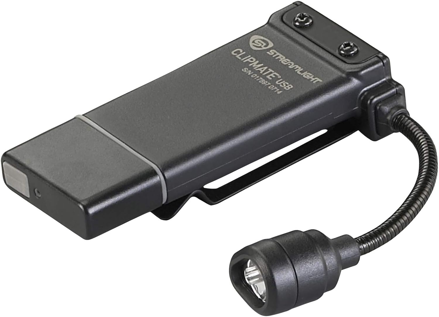 Streamlight 61125 ClipMate 70-Lumen USB Rechargeable Clip-On Light, with White and Red LEDs, Black Without AC Adapter
