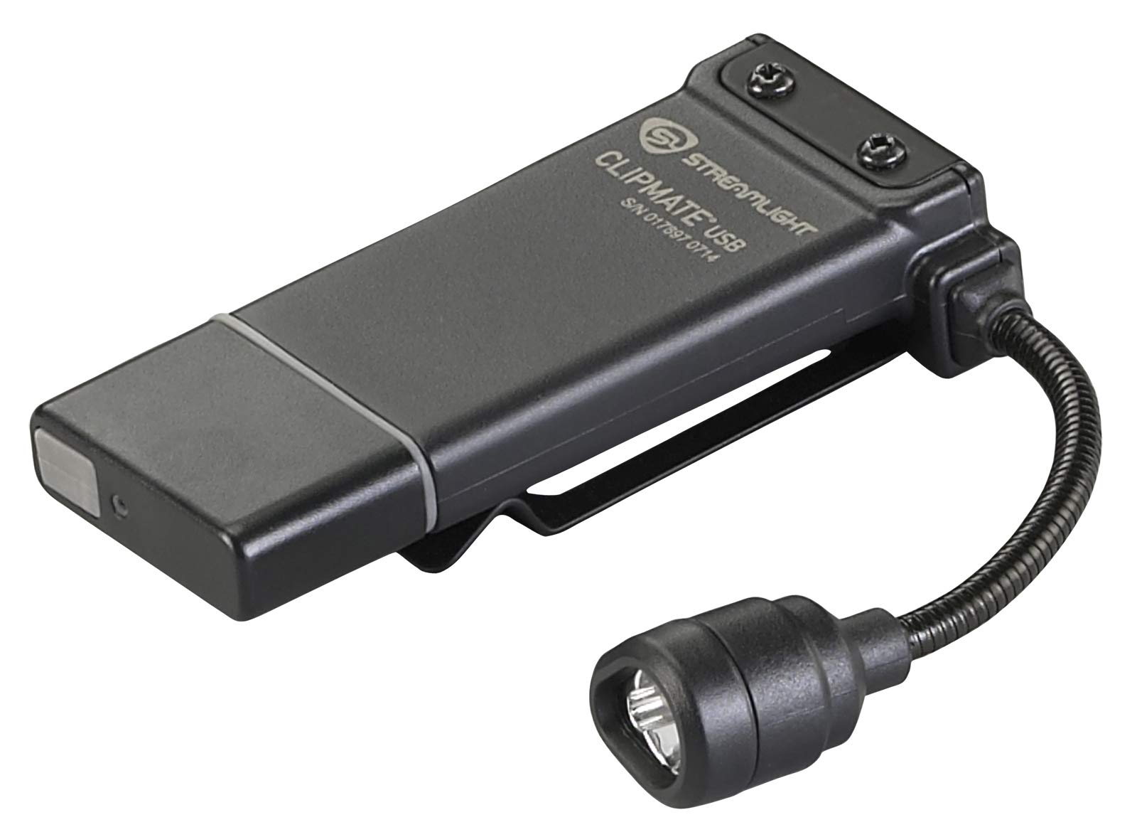 Streamlight 61125 ClipMate 70-Lumen USB Rechargeable Clip-On Light, with White and Red LEDs, Black Without AC Adapter