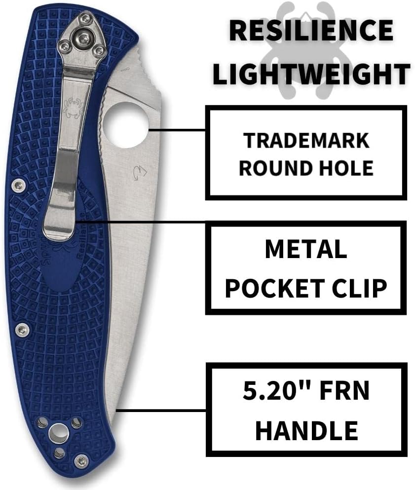 Spyderco Resilience Lightweight Folding Knife with CPM S35VN Stainless Steel Blade and Durable Blue FRN Handle