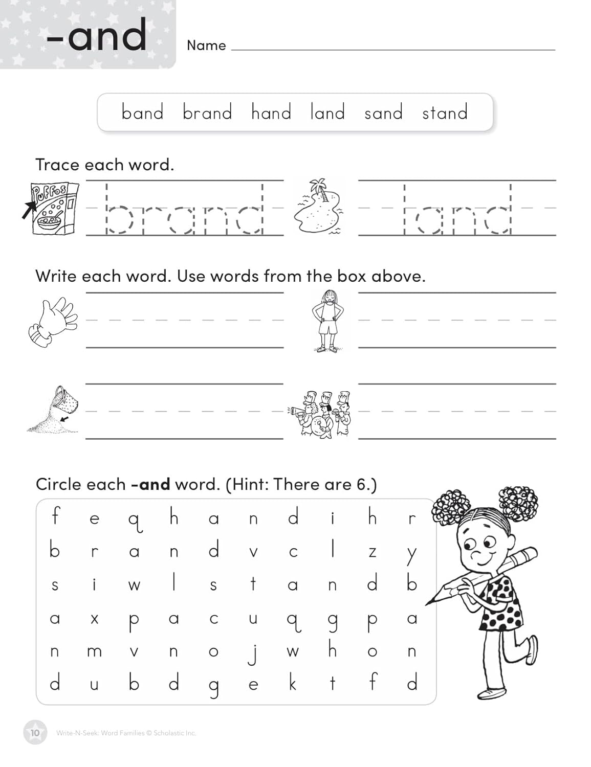 Scholastic Teacher Resources Write-N-Seek Workbook, Word Families, Pre-K - Grade 2