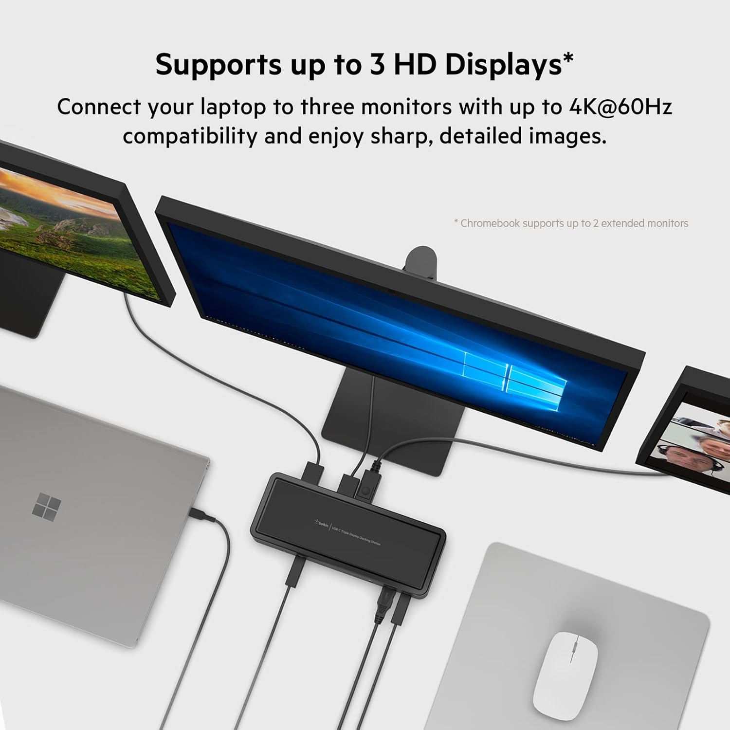 Belkin USB C Docking Station 65W, Type C Hub - Supports Multiple Displays with HDMI 2.0, DisplayPort, USB C Ports