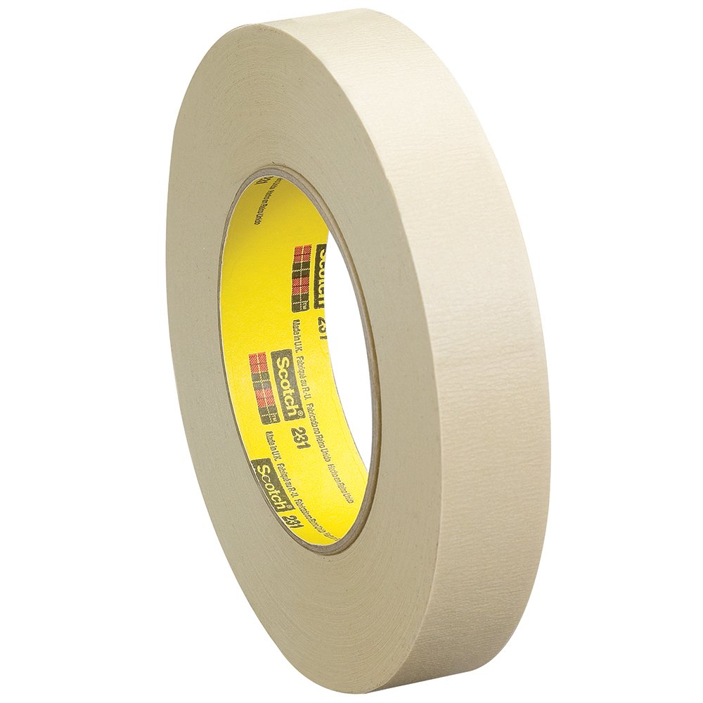 3M™ 231 Masking Tape, 7.6 Mil, 1/2" x 60 yds., Tan, 72/Case, 3M Stock# 7100084069