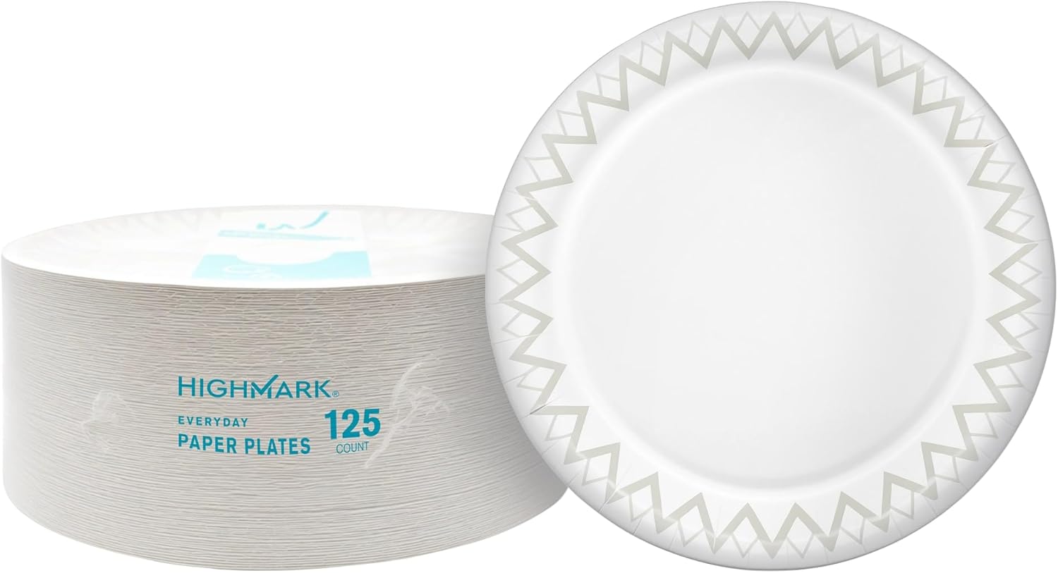 Highmark Paper Plates, 8-3/4in, Printed White, Pack Of 125