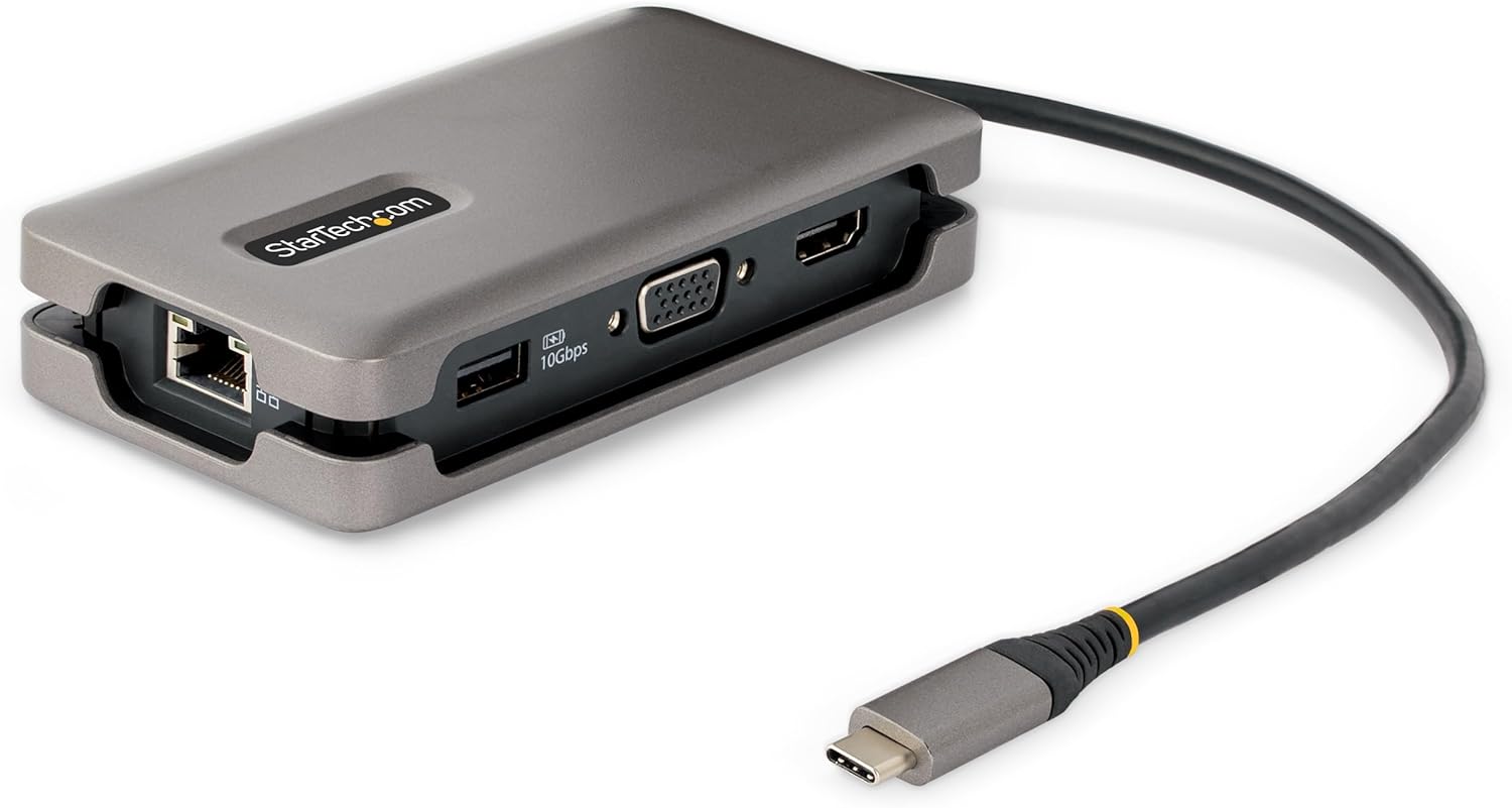 StarTech.com USB-C Docking Station Multiport Adapter with 4K60, 10Gbps USB Hub, 100W PD, Gigabit Ethernet