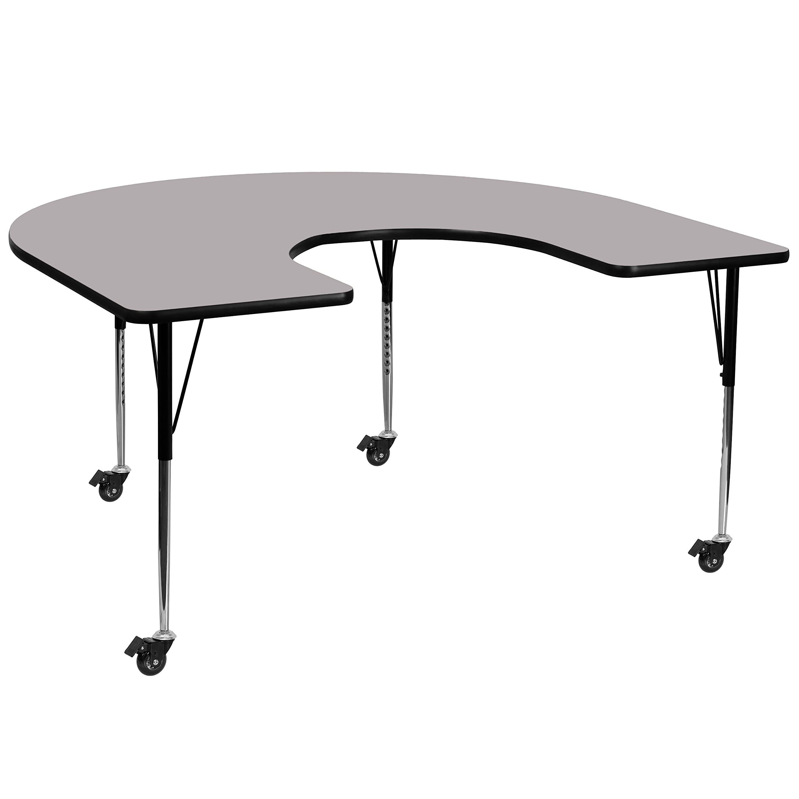 FLASH FURNITURE Wren Mobile Horseshoe Thermal Laminate Activity Table - Standard Height Adjustable Legs