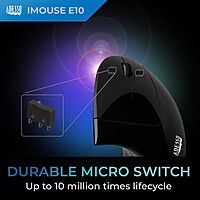 iMouse E10 - Vertical Ergonomic Optical 6-Button 2.4 GHz RF Wireless Mouse - Right Hand Orientation, Black