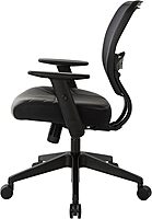 SPACE Seating Professional AirGrid Dark Back and Padded Black Eco Leather Seat, 2-to-1 Synchro Tilt Control, Adjustable Arms and Tilt Tension with Nylon Base Managers Chair
