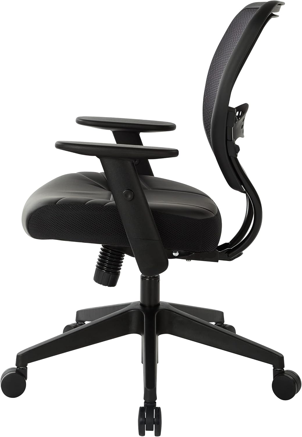 SPACE Seating Professional AirGrid Dark Back and Padded Black Eco Leather Seat, 2-to-1 Synchro Tilt Control