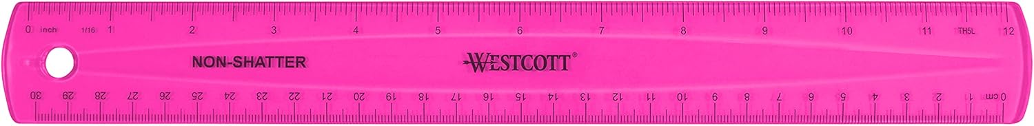 Westcott Shatterproof Ruler, Assorted Translucent Colors, 12" (Pack of 3) Single (Pack of 3) Shatterproof