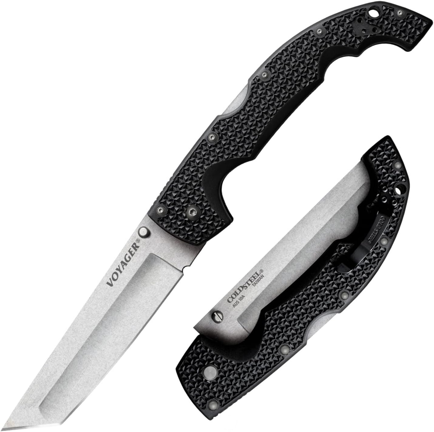 COLD STEEL XL Voyager 5.5 AUS10A Tanto Folding Knife with Griv-Ex Handle & Tri-Ad Lock