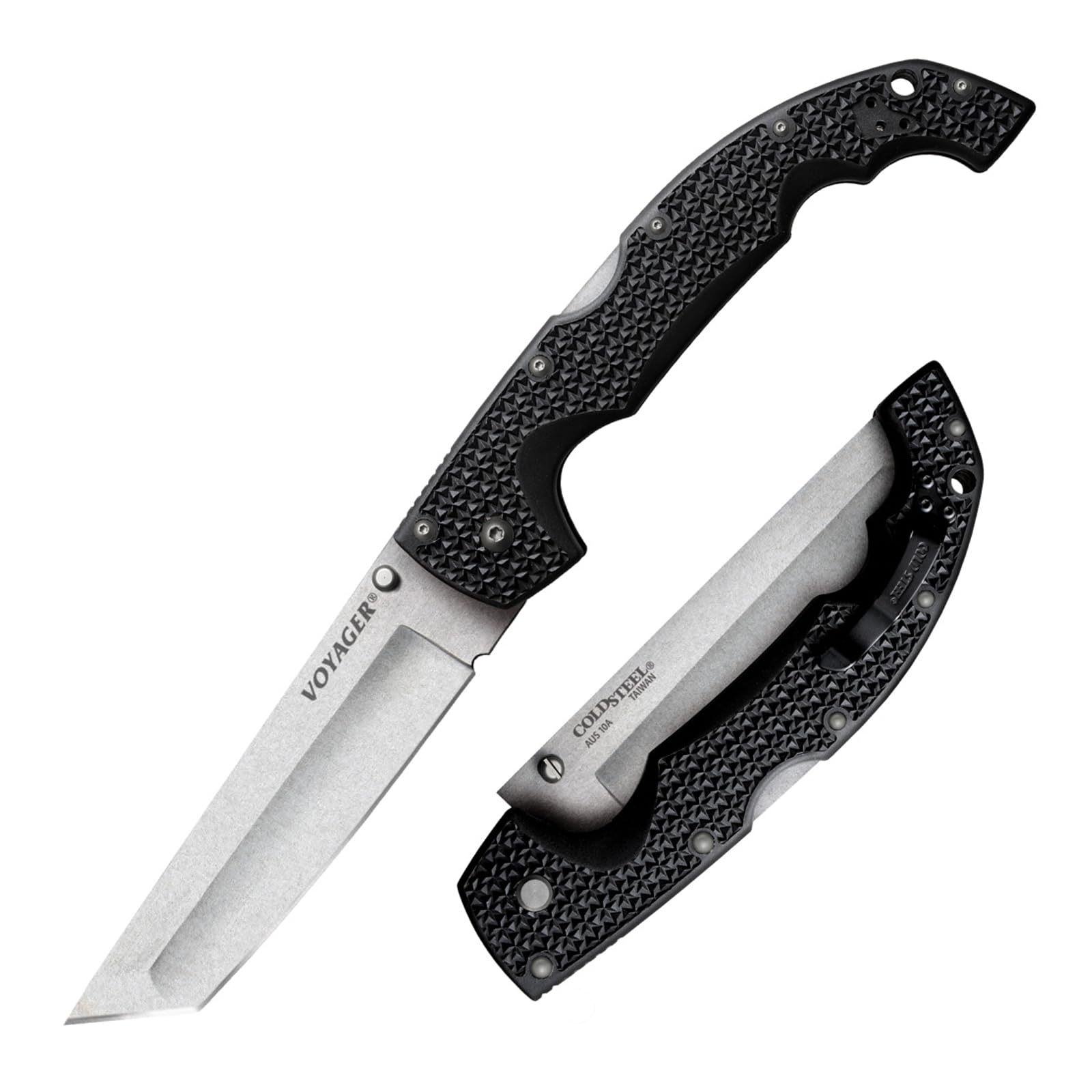 COLD STEEL XL Voyager 5.5 AUS10A Tanto Folding Knife with Griv-Ex Handle & Tri-Ad Lock
