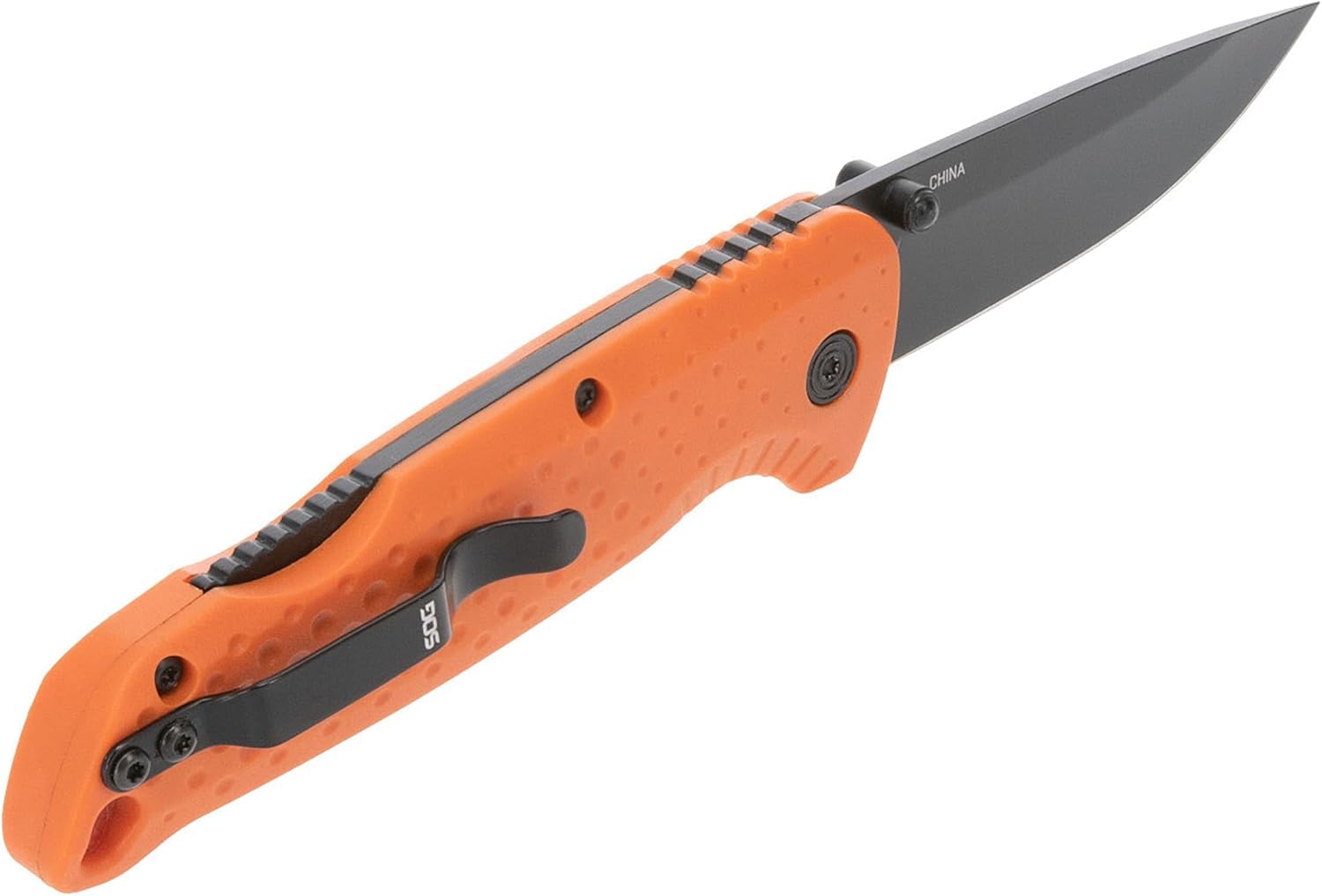 SOG Adventurer LB 3" Lightweight Portable Outdoor Folding Knife | CRYO 5CR15MOV Steel | GRN Handle - ORANGE/BLACK