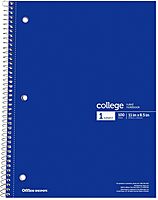 Office Depot® Wirebound Notebooks, 8 1/2" x 11", 1 Subject, College Ruled, 100 Sheets, Assorted Colors, Pack Of 6 Notebooks