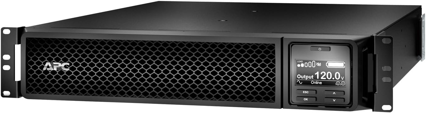 APC 2200VA Smart-UPS Single Phase Online Uninterruptible Power Supply SRT2200RMXLA-NC, Rack Mount UPS with Network Card