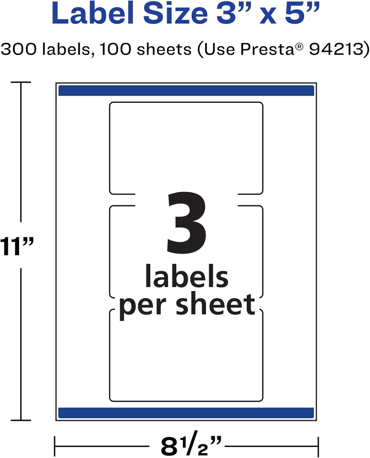AVERY Matte White Rectangle Labels, Sure Feed Technology, 3" x 5"