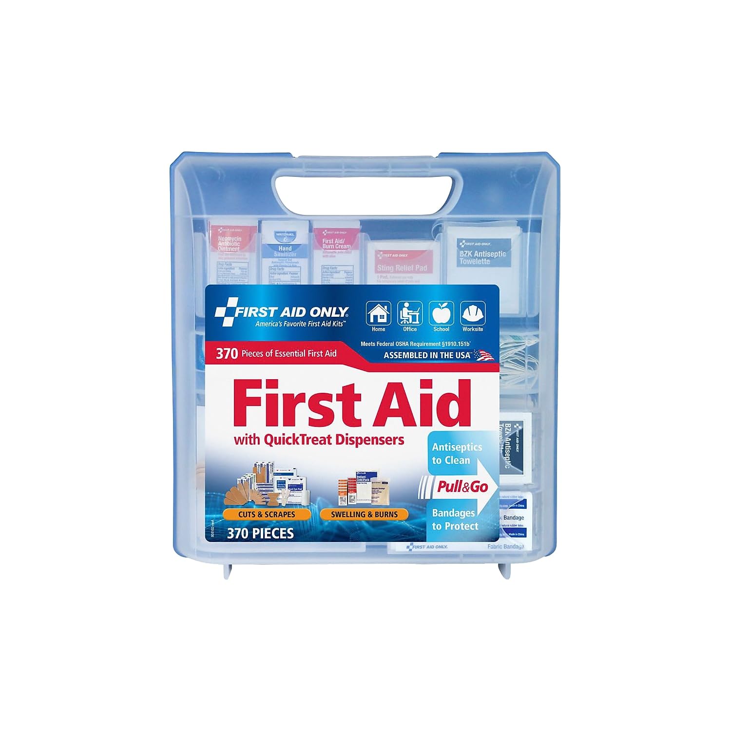 First Aid Only 91407: Quicktreat Dispenser Plastic First Aid Kit, 370 Pc