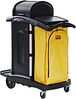 Rubbermaid Commercial High Security Housekeeping Janitorial Cart with Wheels, Yellow Vinyl Bag