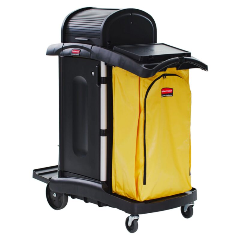 Rubbermaid Commercial High Security Housekeeping Janitorial Cart with Wheels, Yellow Vinyl Bag