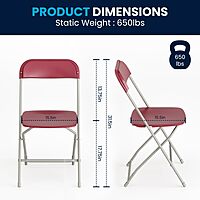 Flash Furniture Hercules Series Commercial-Grade Plastic Folding Chair - 650LB Weight Capacity