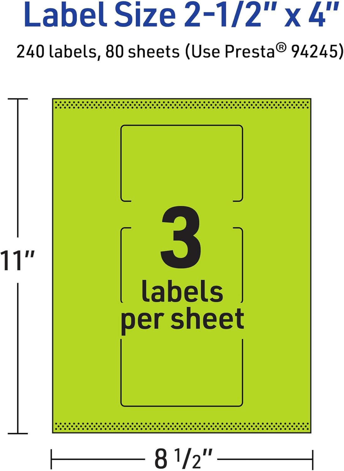 AVERY Printable Rectangle Labels, Sure Feed Technology, 2-1/2" x 4", Bright Green, Print-to-The-Edge, Laser/Inkjet Printable