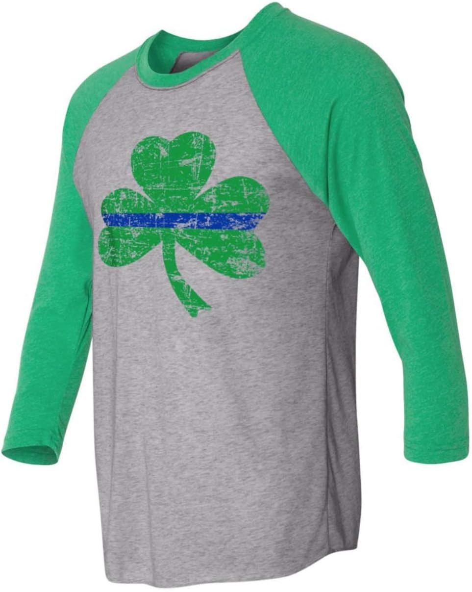 THIN BLUE LINE USA St. Patrick's Shamrock Raglan 3/4 Sleeve T-Shirt